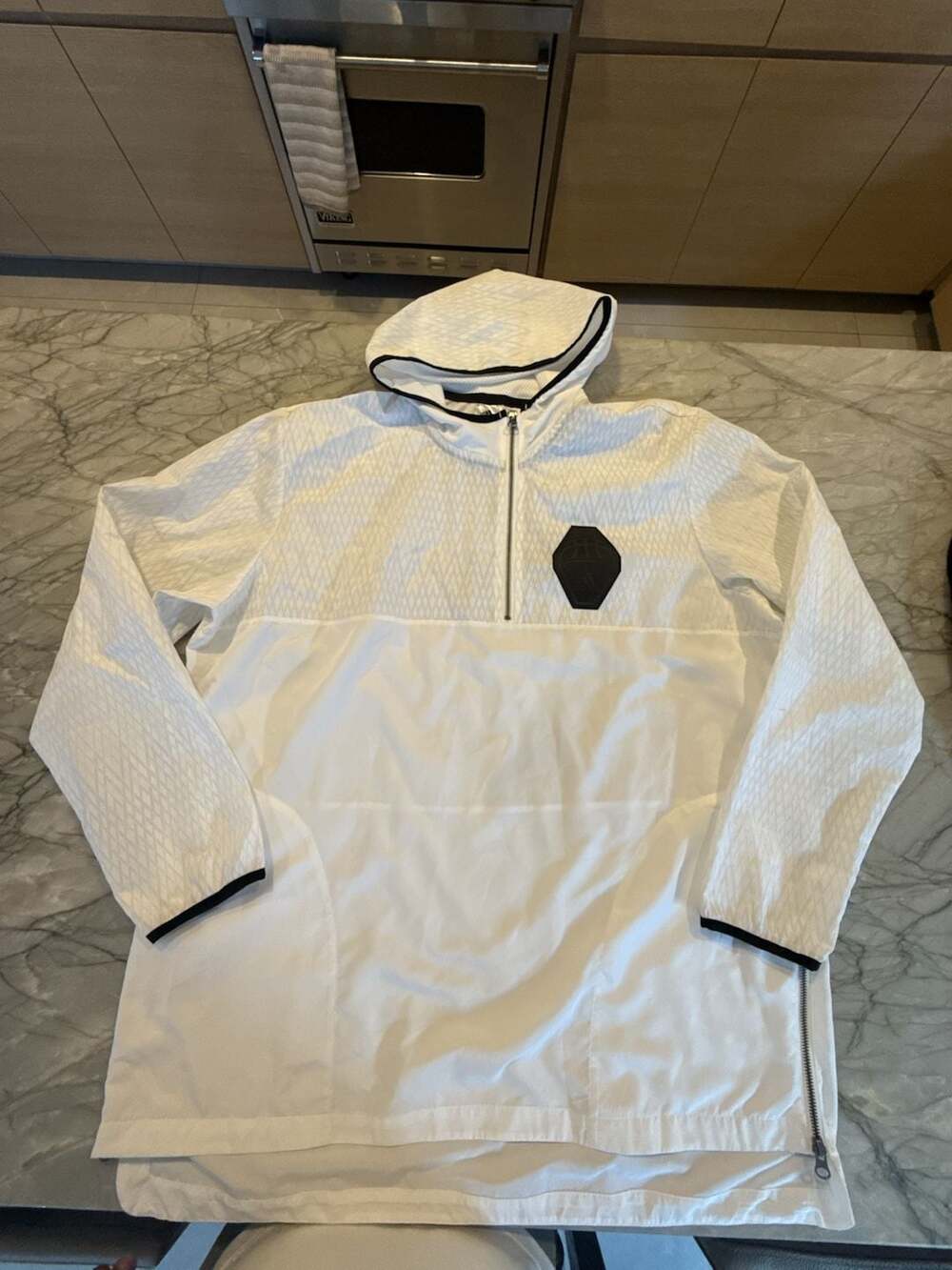 Adidas Basketball Half-Zip Hooded Windbreaker Jacket White 2XL